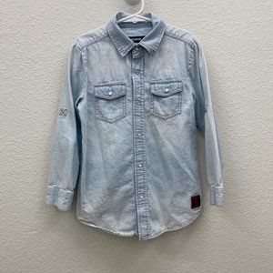 Light Wash Denim Button-Down Shirt for Kids
